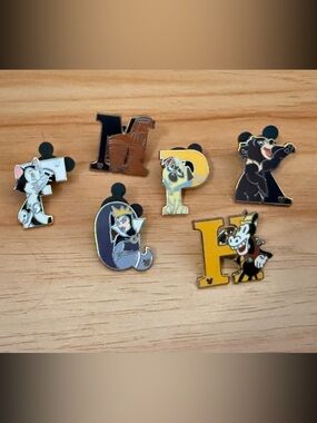 Disney Pin Trading Alphabet Initial Set of 6 Pins F,G,H,K,M,P